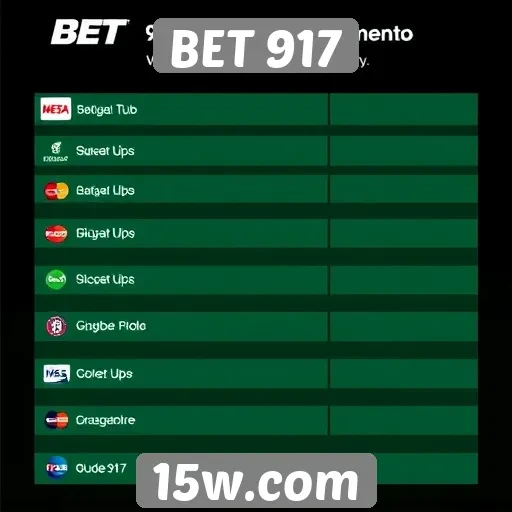 Métodos de pagamento disponíveis na BET 917